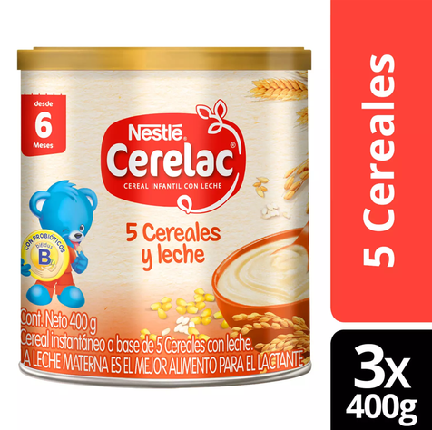 Cereal Infantil CERELAC® 5 Cereales 400g Pack X3Por Nestlé-0