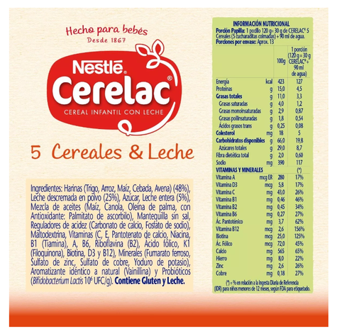 Cereal Infantil CERELAC® 5 Cereales 400g Pack X3Por Nestlé-1