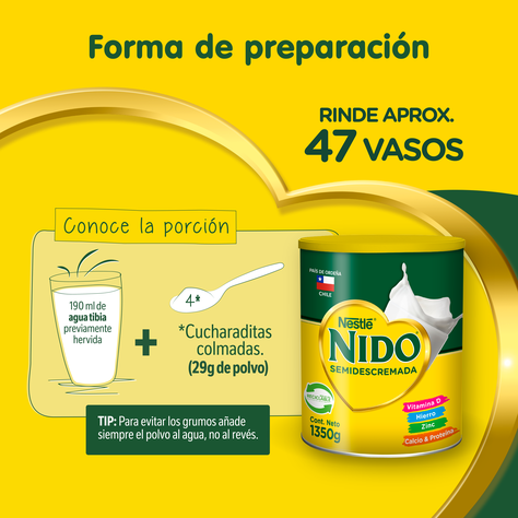 Leche en polvo NIDO® Semidescremada Tarro 1350g Pack x 3-3