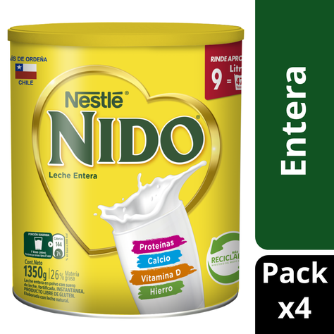 Leche en Polvo Nido® Entera Tarro 1350g Pack X4-0