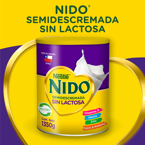 Leche en polvo NIDO® Semidescremada Sin Lactosa Tarro 1350g Pack x3
-2