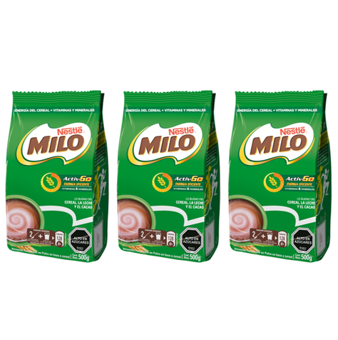 Saborizante MILO® ACTIV-GO® con leche listo para tomar Bolsa 500g Pack X3-0