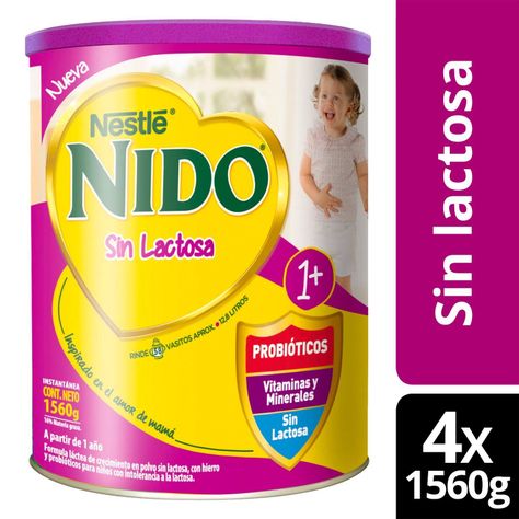 Fórmula Láctea NIDO® 1+ Sin Lactosa 1560g X4 Tarros-0