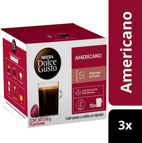 Pack 3 Café NESCAFÉ DOLCE GUSTO® Americano 10 Cápsulas -1