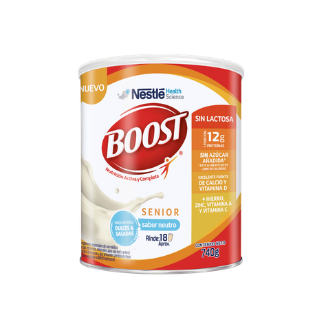 Alimento en polvo BOOST® Senior Sabor Neutro Sin Lactosa 740g X3 Tarros-1