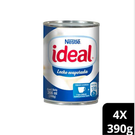 Leche Evaporada IDEAL®  Clasica Tarro 390g Pack x4-0