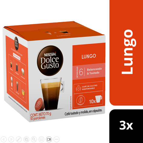 Pack 3 Café NESCAFÉ DOLCE GUSTO® Lungo 10 Cápsulas -1