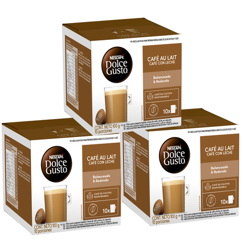 Pack 3 Café NESCAFÉ DOLCE GUSTO® Café Au Lait 10 Cápsulas-1