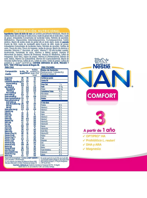 Fórmula Infantil NAN Comfort 3 800g X3 Tarros-1