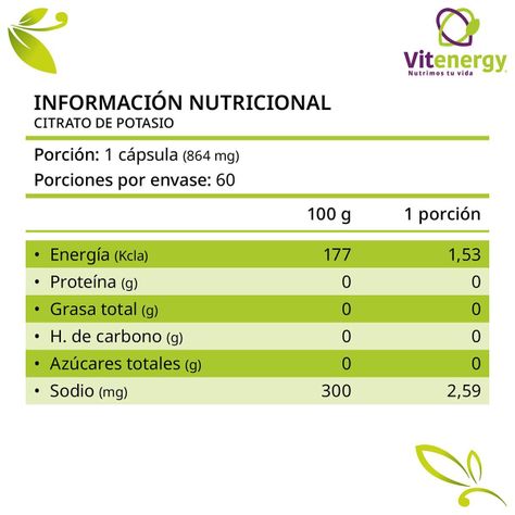 citrato de potasio  -180 capsulas vegetales oferta pack 3-3