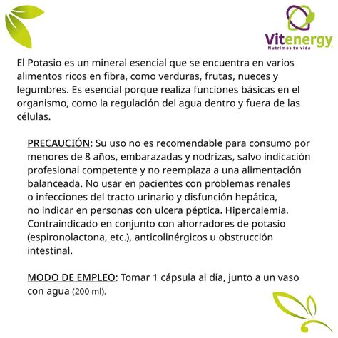 Citrato de potasio 60 capsulas vegetal -2