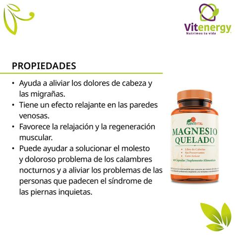 Magnesio Quelado- Cápsulas 100% Vegetales Pack x3-1