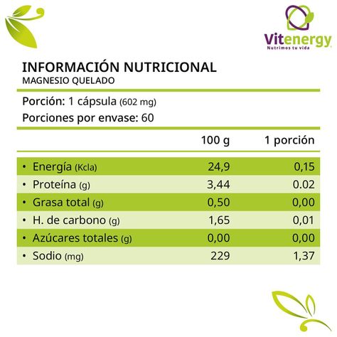 Magnesio Quelado- Cápsulas 100% Vegetales Pack x3-3