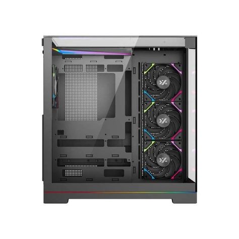 Gabinete Gamer XYZ Tesseract, Vidrio Panorámico 3D, Doble Cámara, 4x Fans ARGB, ATX, Black-1