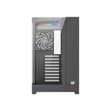 Gabinete Gamer XYZ Tesseract, Vidrio Panorámico 3D, Doble Cámara, 4x Fans ARGB, ATX, Black-2