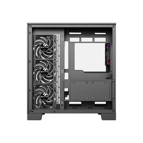 Gabinete Gamer XYZ Tesseract, Vidrio Panorámico 3D, Doble Cámara, 4x Fans ARGB, ATX, Black-3
