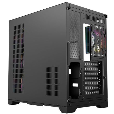 Gabinete Gamer XYZ Neutron, Diseño Panorámico, Doble Cámara, Pantalla Frontal, 4 Fans, Black-4