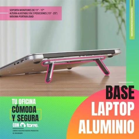Base Laptop Aluminio 2 Posiciones 11"-17" Torre-2