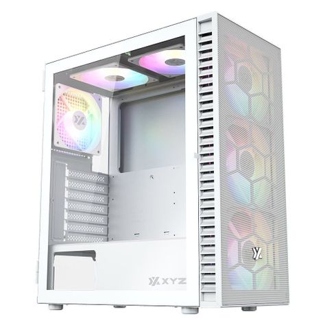Gabinete Gamer XYZ AIRONE 100 Mesh White, 6x 120/140mm A-RGB Fan, USB 3.0, ATX-0