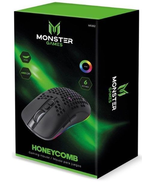 Mouse Gamer Monster Honeycomb, 6 Botones, RGB-3