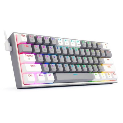 Teclado Mecánico Gamer Redragon Fizz Pro, Wireless, 60%, Switch Redragon Red, Español, Grey/White-0