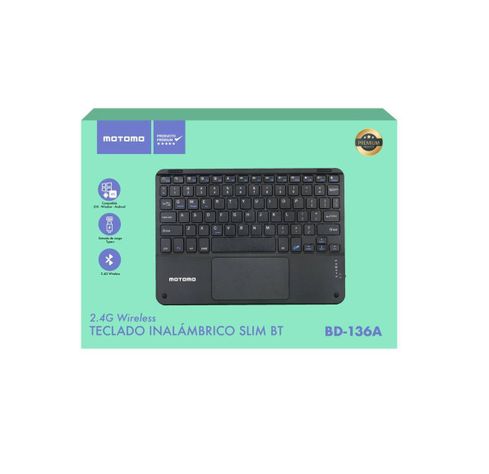 Teclado Inalámbrico Motomo BD-136A, Bluetooth, Color Negro-0