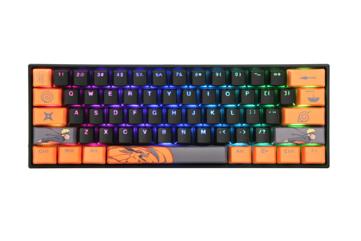 Teclado Mecánico Checkpoint KX-400 Leaf Ninja, 60%, RGB, Switch Red, Negro/Naranja-1