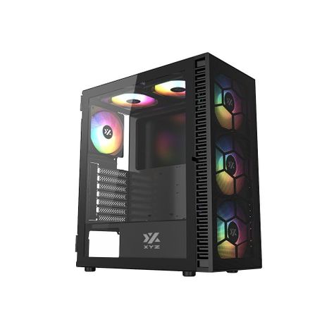 Gabinete Gamer XYZ Maverick Mesh, A-RGB, 6 Ventiladores 140/120mm, USB 3.0, ATX, Black-0