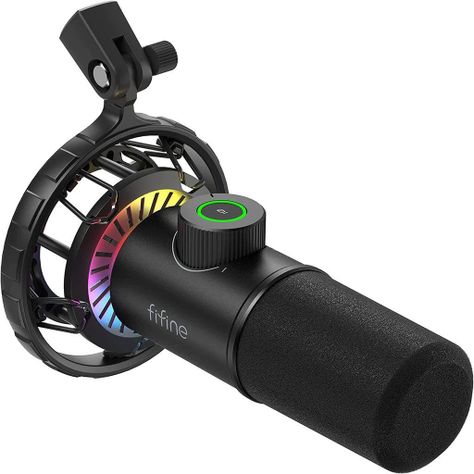 Micrófono para Streaming Fifine K658, Cardioide Dinámico, Plug & Play, RGB, Negro-0