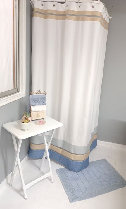 Cortina De Baño Muselina Blue-0