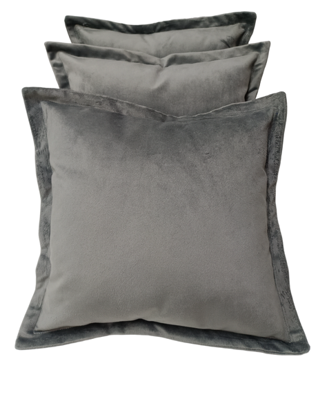 Pack 3 Cojines Decorativo Felpa Gris.-0