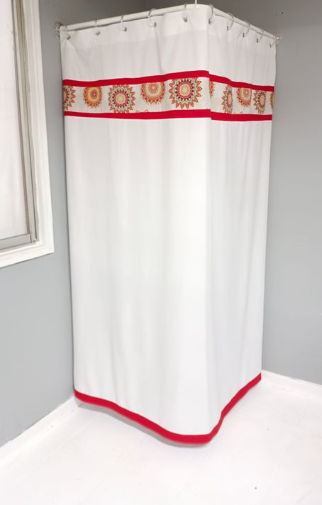 Cortina De Baño Mandala Roja-0