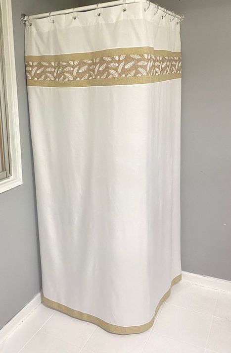 Cortina De Baño Plumas Beige.-0