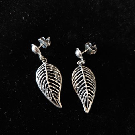 Aro y Colgante Plata Envejecida Ley 925 Hoja Nervadura-3