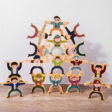 Juguetes De Madera Para Apilar Bloques De Equilibrio Canicas Cod.10057-1