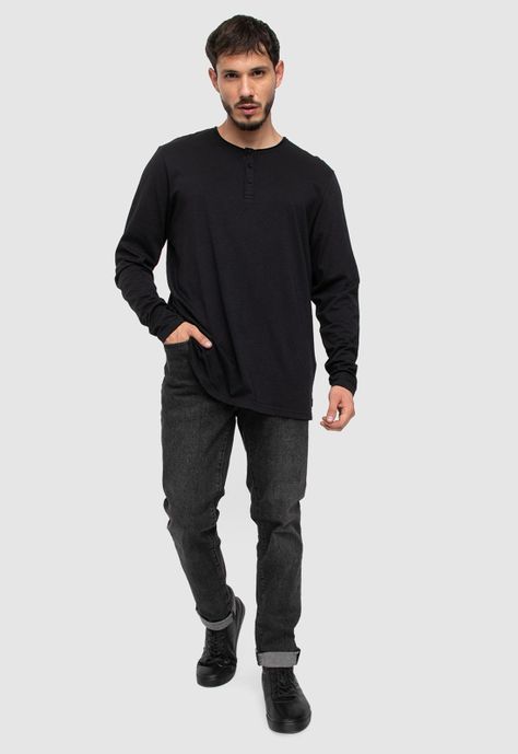 Henley Tee Black  Black Bubba-0