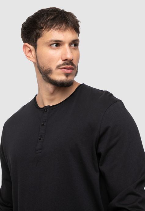 Henley Tee Black  Black Bubba-3