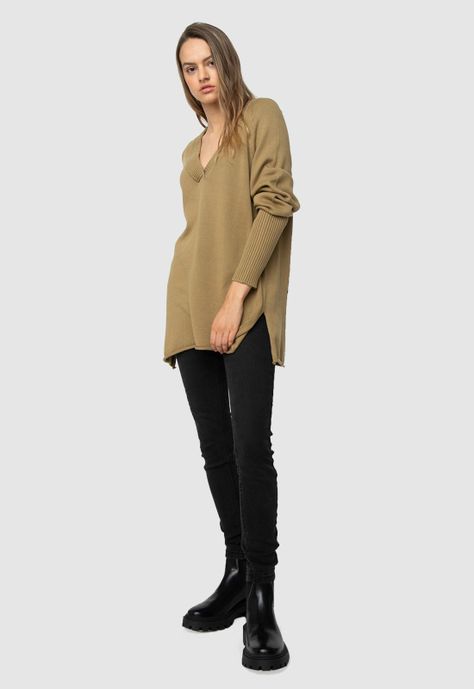 Women Sweater Beige Black Bubba-4