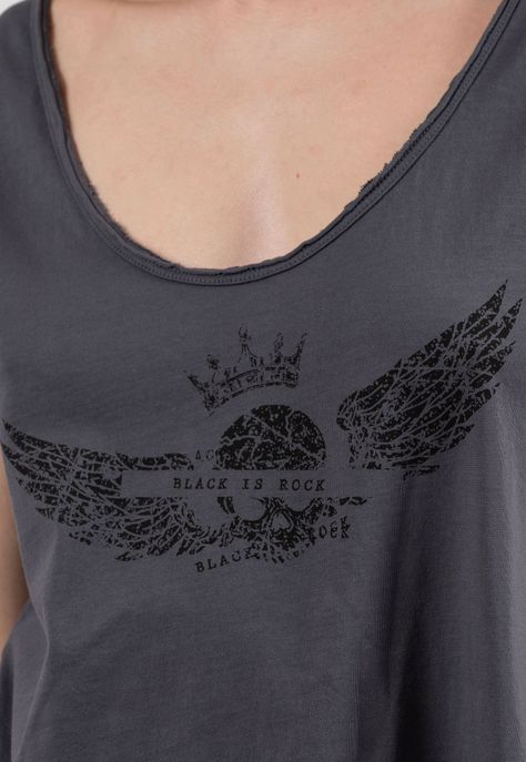 Women Cotton Tank Tee Dark Grey Black Bubba-1