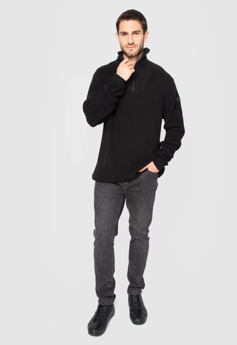 Chaleco Half Zipper Black Black Bubba-5
