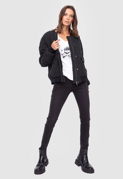 Women Bomber Jacket  Black Bubba-5