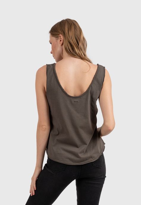 Women Cotton Tank Tee Dark Green Black Bubba-3