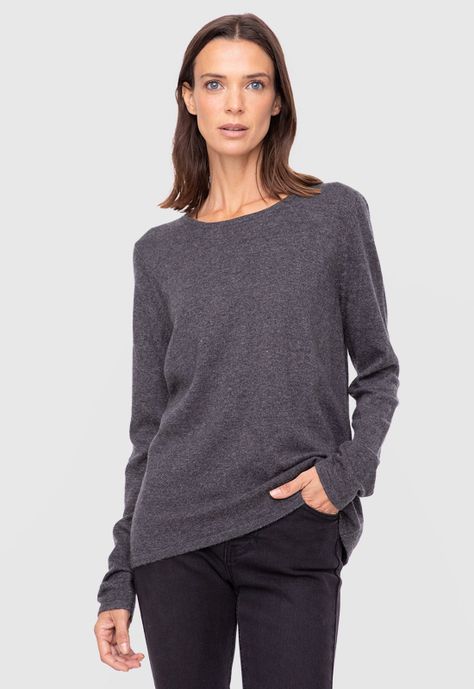 Women Sweater Solid Grey  Black Bubba-0