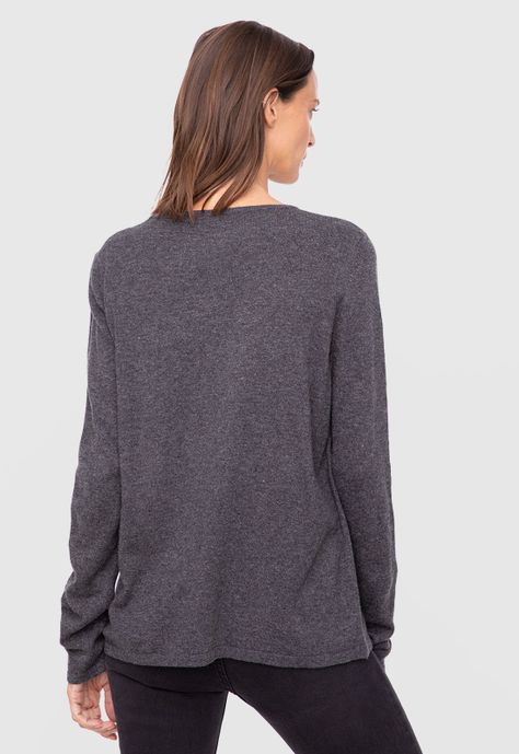 Women Sweater Solid Grey  Black Bubba-1