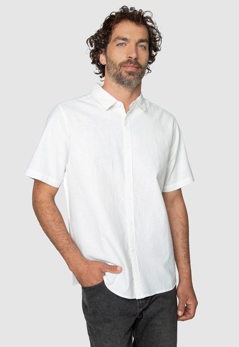 Shirt Linen Blended White Black Bubba-0