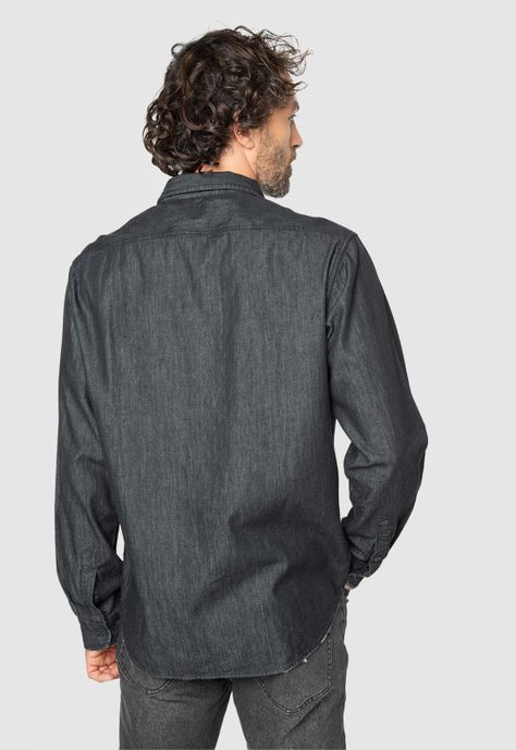Shirt Cotton Denim Black Black Bubba-1