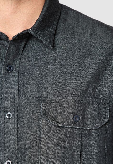 Shirt Cotton Denim Black Black Bubba-4