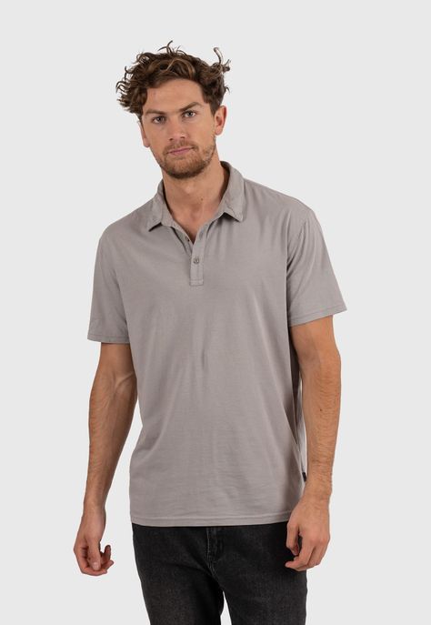 Cotton Polo Tee Pavement Black Bubba-0