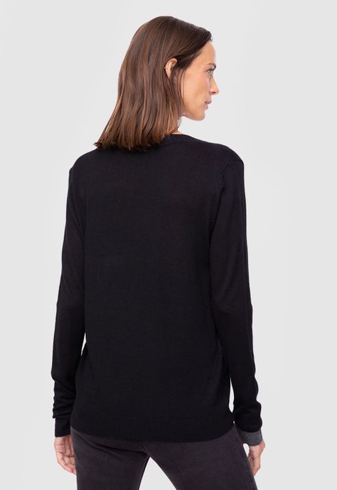 Women Sweater Solid Line Black  Black Bubba-1