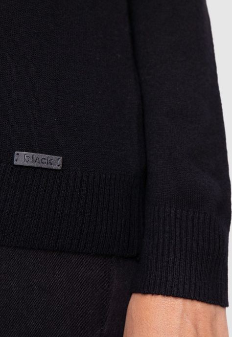 Women Sweater Solid Line Black  Black Bubba-3